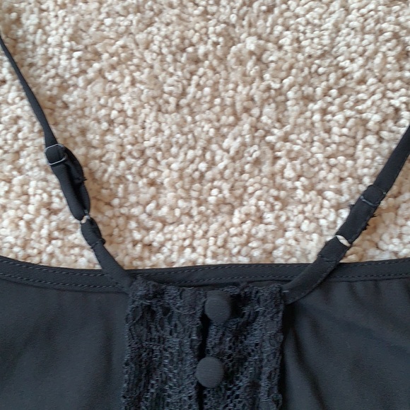 Black racerback tank with lace and button back - Picture 3 of 5